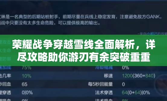 榮耀戰(zhàn)爭穿越雪線全面解析，詳盡攻略助你游刃有余突破重重難關