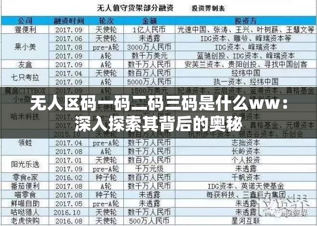 無人區(qū)碼一碼二碼三碼是什么ww：深入探索其背后的奧秘