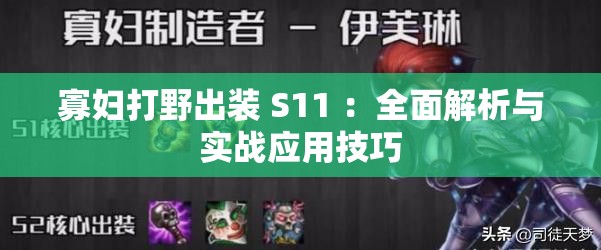 寡婦打野出裝 S11 ：全面解析與實(shí)戰(zhàn)應(yīng)用技巧