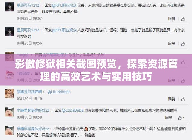 影傲修獄相關(guān)截圖預(yù)覽，探索資源管理的高效藝術(shù)與實(shí)用技巧