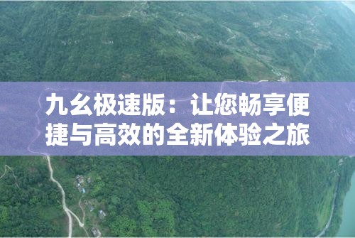 九幺極速版：讓您暢享便捷與高效的全新體驗(yàn)之旅