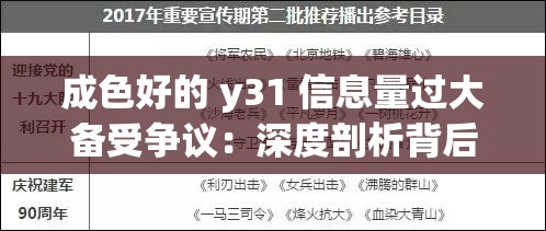 成色好的 y31 信息量過(guò)大備受爭(zhēng)議：深度剖析背后原因及影響