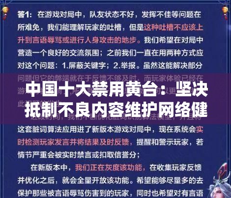 中國十大禁用黃臺：堅決抵制不良內容維護網絡健康環(huán)境