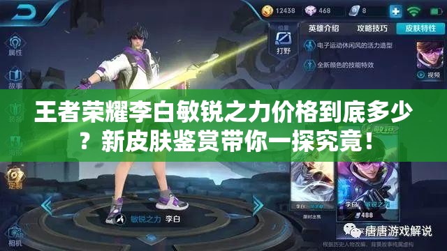 王者榮耀李白敏銳之力價(jià)格到底多少？新皮膚鑒賞帶你一探究竟！