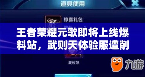王者榮耀元歌即將上線爆料站，武則天體驗服遭削弱引懸念？