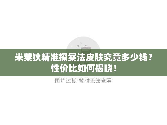 米萊狄精準(zhǔn)探案法皮膚究竟多少錢？性價比如何揭曉！