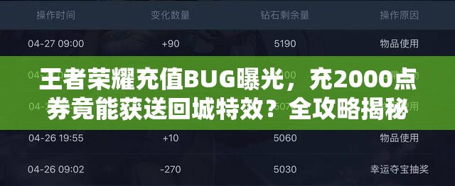 王者榮耀充值BUG曝光，充2000點券竟能獲送回城特效？全攻略揭秘！