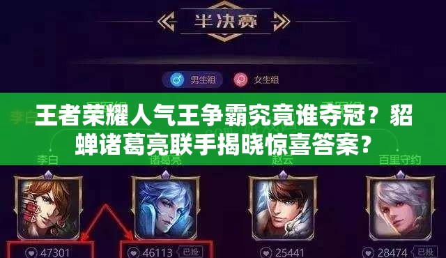 王者榮耀人氣王爭霸究竟誰奪冠？貂蟬諸葛亮聯(lián)手揭曉驚喜答案？