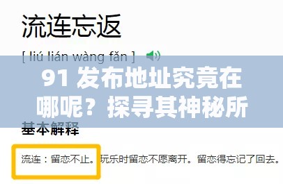 91 發(fā)布地址究竟在哪呢？探尋其神秘所在91 發(fā)布地址到底在何處呢？引發(fā)廣泛好奇與探究91 發(fā)布地址究竟位于何方呢？這一謎團待解