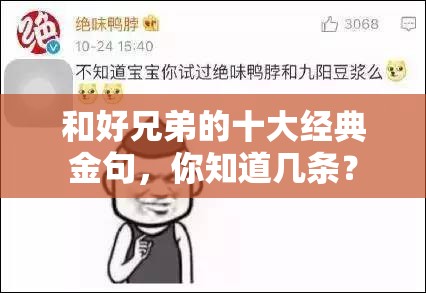 和好兄弟的十大經(jīng)典金句，你知道幾條？