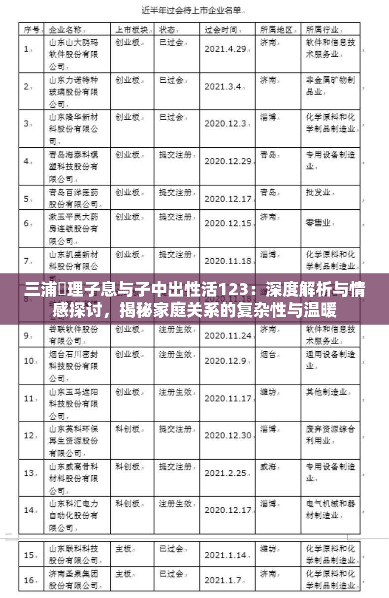 三浦恵理子息與子中出性活123：深度解析與情感探討，揭秘家庭關(guān)系的復(fù)雜性與溫暖