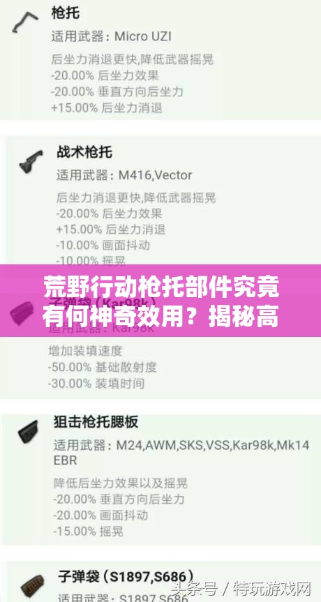 荒野行動槍托部件究竟有何神奇效用？揭秘高效資源管理策略！