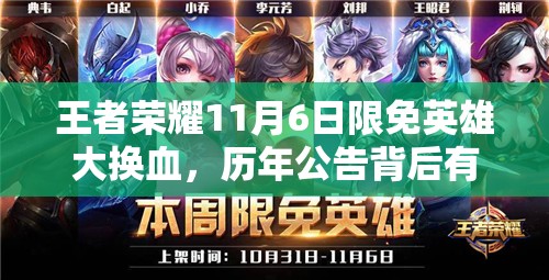 王者榮耀11月6日限免英雄大換血，歷年公告背后有何演變規(guī)律？