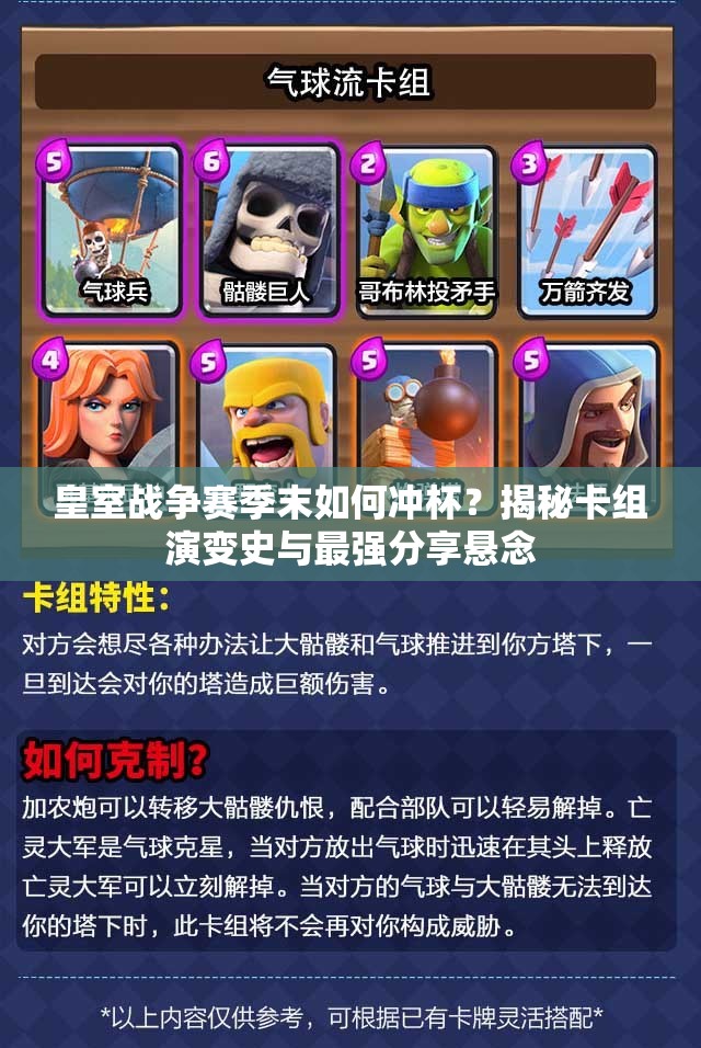 皇室戰(zhàn)爭(zhēng)賽季末如何沖杯？揭秘卡組演變史與最強(qiáng)分享懸念