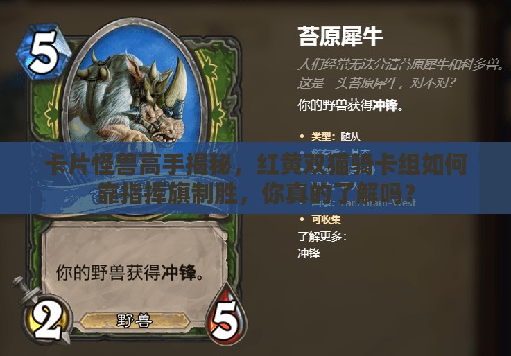 卡片怪獸高手揭秘，紅黃雙貓騎卡組如何靠指揮旗制勝，你真的了解嗎？