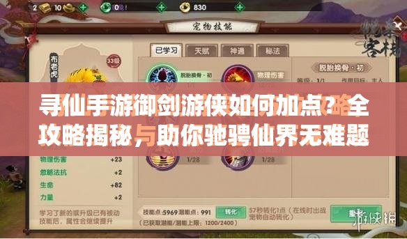 尋仙手游御劍游俠如何加點？全攻略揭秘，助你馳騁仙界無難題？