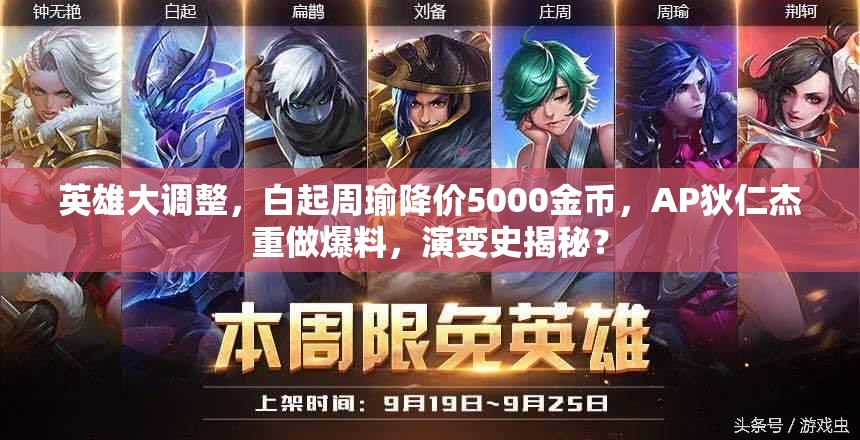 英雄大調(diào)整，白起周瑜降價(jià)5000金幣，AP狄仁杰重做爆料，演變史揭秘？