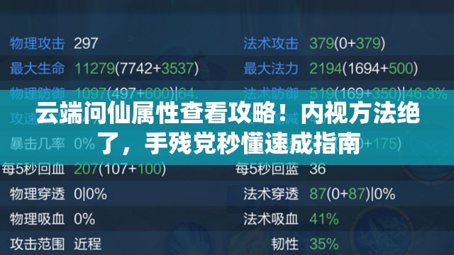 云端問仙屬性查看攻略！內(nèi)視方法絕了，手殘黨秒懂速成指南
